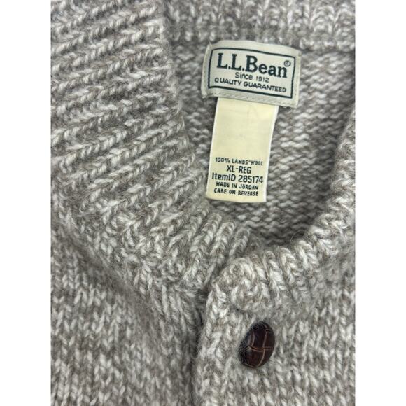 Vintage 90s LL Bean Women's XL Sweater 100% Lambs Wool Pullover Beige Grandpa - Picture 2 of 7